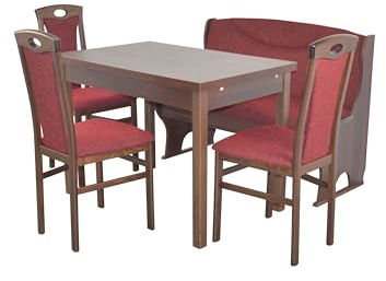 moebel direkt online Sitzgruppe 5-teilig Madrid Nussbaum/Bordeaux