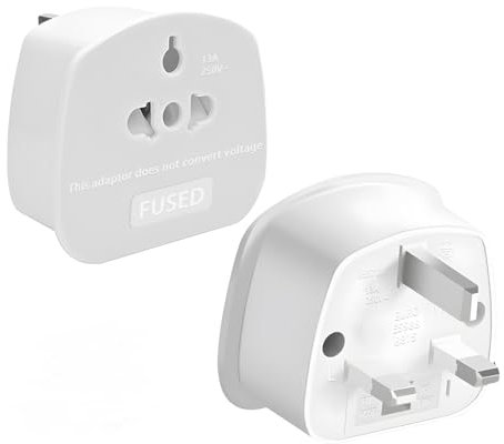 1Pack US to UK Plug Adapter, US to UK Travel Adapter, US/Canada/China/Japan to UK Plug Converter Power Adapter with 13A Fuse (Type A, B, C, I, E, F, L)