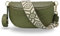 ADEL Bauchtasche Damen Echtleder Emma Gold Handgemachte Umhängetasche Crossbody Bag mit Optionalen Breiten Gemusterten Riemen Stylische Hüfttasche Made in Italy (Khaki-Gold 5, Medium)