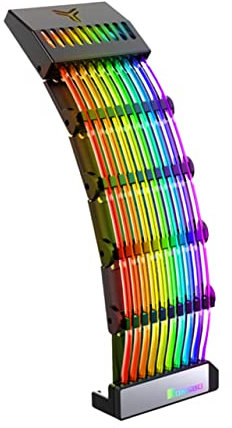 BESTonZON ARGB RGB Verlängerungskabel 24Pin ATX Netzteil Kabel Mit Sleeves Neonfarbene Stromversorgung Kabelverlängerung Für PC Gehäuse Und Komponenten