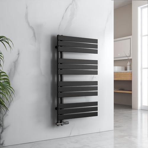 EMKE Badheizkörper Handtuchhalter 1320x600 mm, Handtuchheizkörper Seitenanschlusss Flach Handtuchwärmer Handtuchtrockner Heizkörper Bad Handtuchheizung Schwarz 798W