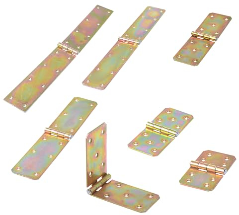 Aqbau® Kistenband scharnier, Kistenbänder, Tischband, Tischbänder, Gerollte, scharniere klappbar, scharnierbänder, Gelb verzinkt Kistenscharnier (60 x 500mm)