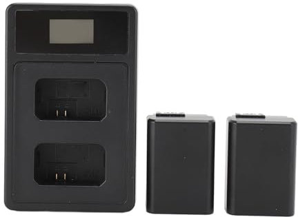 NP FW50 2er-Pack Ersatzakku mit Ladegerät, Wiederaufladbare Lithium-Li-Ionen-Akkus mit Dual-USB-LED-Anzeige, für ZVE10 ILCE 5000 6500 7M2 NEX C3 5T