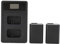 NP FW50 2er-Pack Ersatzakku mit Ladegerät, Wiederaufladbare Lithium-Li-Ionen-Akkus mit Dual-USB-LED-Anzeige, für ZVE10 ILCE 5000 6500 7M2 NEX C3 5T
