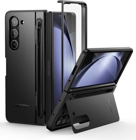 SURITCH Coque pour Samsung Galaxy Z Fold 5, Coque intégrale Fold 5 Couverture avec Protecteur d'écran+Fente pour Stylo+Béquille, Housse de Protection Complète pour Galaxy Z Fold 5 2023,Noir