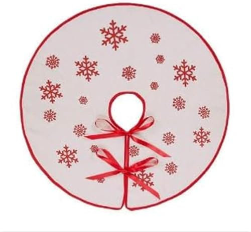 N&T NIETING Weihnachtsbaum Rock, Schneeflocke Gedruckt Sackleinen Weihnachtsbaumteppich Ornamente Dekoration für Weihnachten (30 Inches,Weiß)