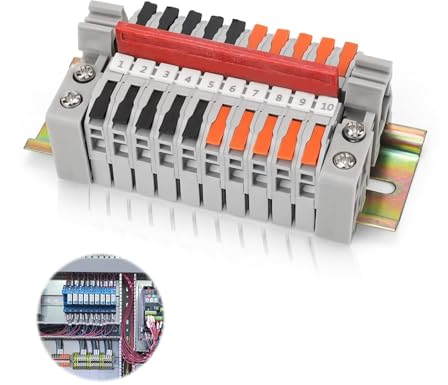 WJUAN Morsetti Elettrici Rapidi, Din Morsettiera Distribuzione, 10 Pezzi, Grigio Morsetti per Cavi Elettrici, Campo di Connessione 0,5-2,5 mm², Morsetto Guida Din, per Cablaggio, Conversione Circuito