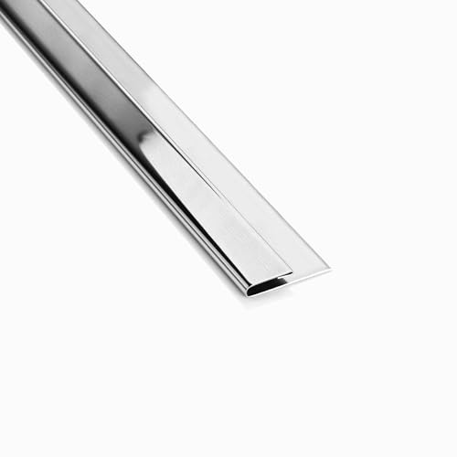 Vinyl Abschluss- / Einfassprofil Edelstahl V2A 2,5m 2mm, silber gebürstet | Für saubere Abschlüsse an Bodenbelägen und Wandanschlüssen, für 2mm Fliesenhöhe, 2,5m, V2A Edelstahl, gebürstet, silber
