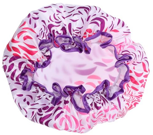 FRCOLOR Extra Large Reusable Shower Cap for Long Hair Waterproof Hair Cap for Women Decorative Satin for Bathing