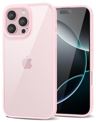 LoeoeL for iPhone 16 Pro Case Clear, Transparent Hybrid 16 Pro Phone Case [Hard Plastic & Soft Silicone Bumper] Acrylic Non Yellowing Thin Slim Protective Cover for Women, Light Pink