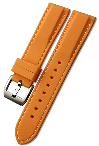 FFHDJL 19/20mm 21/22mm Hochwertiges Silikonkautschukarmband für Iwc Groß Uhren Spitfire Portofino-Familienmarke 18 Gurt(Orange white,19mm)