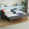 Polsterbett Kinderbett 90x200cm, Ausziehbar Schlafsofa Tagesbett mit Ausziehbett, Gästebett Sofabett Jugendbett Bettgestell mit Lattenrost und klappbaren und hochklappbaren Metallbeinen, Leinen, Grau