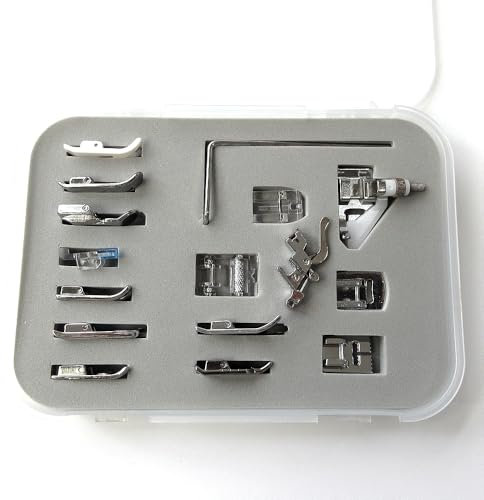16 Nähfüße & Kunststoffbox für Babylock Bernina Bernette Brother Elna Viking Janome (New Home) Kenmore