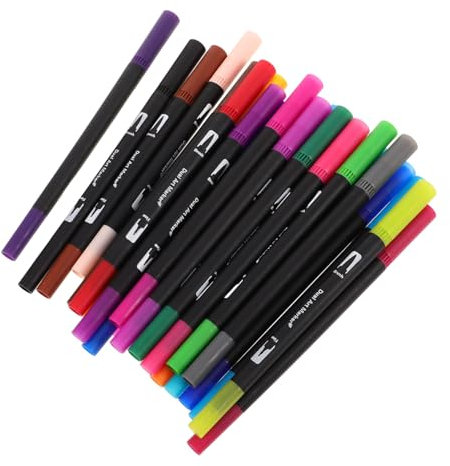 Tofficu 24stücke Aquarell Und Kunstmalstifte Mit Doppelspitze Feine Pinselspitze Zum Ausmalen Zeichenstifte Mit Abwaschbarer Tinte Für Malbücher Für Erwachsene Und Schüler