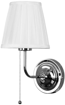 Wohnzimmerlampe – LED-Wandleuchte für den Innenbereich mit chromfarbener Metallfassung und beigem Lampenschirm