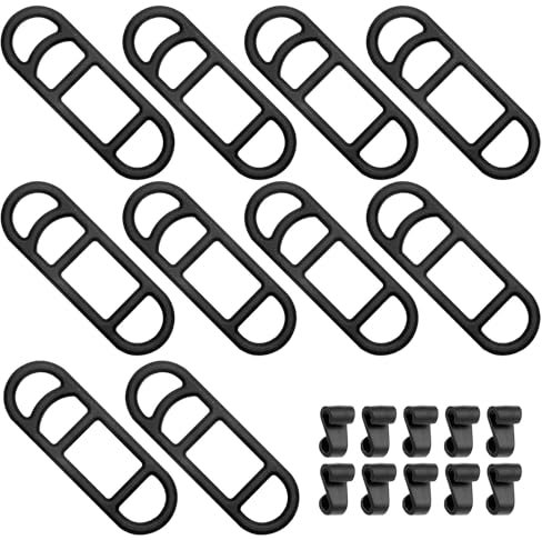 MingFontec Fahrrad Silikonband, 10 Stück Schwarz Fahrrad Stretch Gummiringe Taschenlampe Gummiband Halterung, Fahrradlicht Gummiband Silikon Lenker Halter für Taschenlampe LED Fahrradlicht