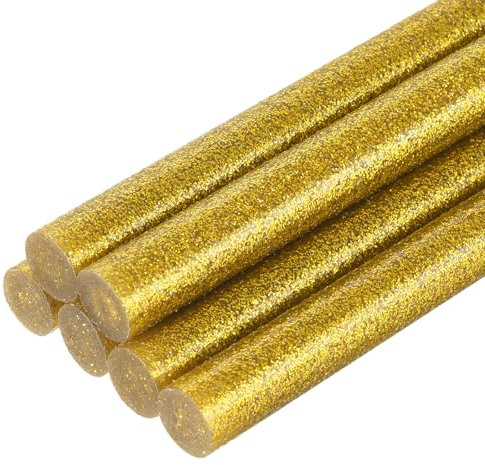 sourcing map 6pcs Full Size Hot Glue Sticks for Glue Gun 11mm x 200mm Large Glue Sticks, Glitter Gold