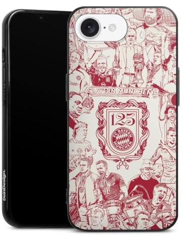 Silikon Hülle kompatibel mit Apple iPhone 16e 2025 Case schwarz Handyhülle FCB 125 Jahre FC Bayern München Offizielles Lizenzprodukt