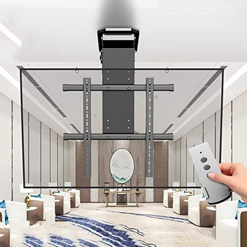 PLMNBQWE Monitor Mount,tv Wall Mount, Motorised TV Bracket - 0-85° Flip Down, Hidden Drop Down TV Lift, Motorized Flip Down TV Roof Ceiling Mount, Fi