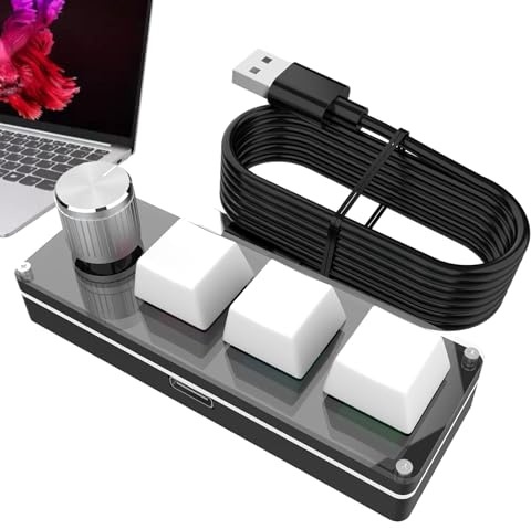 Qzdtue Makro Control Keypad, programmierbares Knob Board, Silent Mechanical Keys, 8,94 x 0,79 x 2,5 cm, kompaktes Shortcut-Gerät, ideal für Büroarbeit, Study, Computer Desk