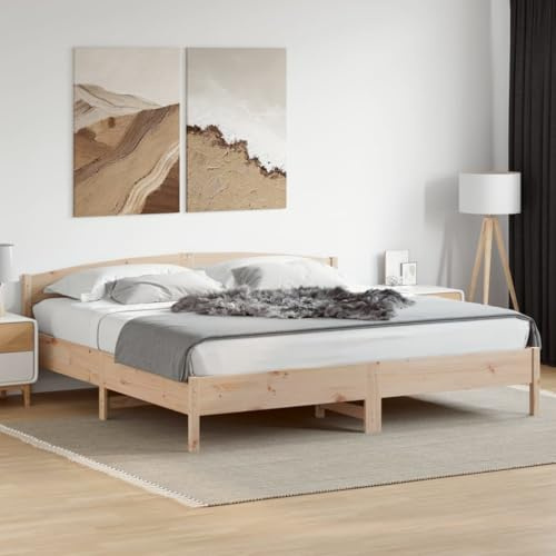 Teenpull Massivholz Kiefernholz Bett 180x200 cm ohne Matratze, Stabiler Bettrahmen mit Kopfteil, robuste Plattform Basis, ideal als Schlafzimmer Möbelstück.