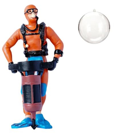 Luwecf Taucher Figur Als Aquarium Dekoration Und Mini Taucher Modell Ein Lustiges Fischtank Zubehör Als Unterwasser Szene Figur Aus PVC für Süßwasser Und Sa, Orange 4.5 X 4 X 9.5 Cm