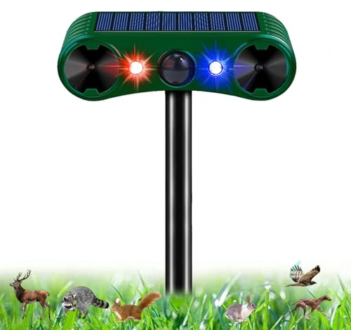 Katzenschreck, Ultraschall, solarbetrieben, 2 Modi, Katzenschreck, für den Außenbereich, wasserdicht, mit LED-Licht und Bewegungsmelder, Tiervertreiber für Katzen, Hunde, Mäuse, Bären, Vögel