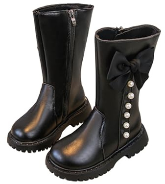HAOLEI Stivali Invernali Alla Moda per Ragazze Caldi Lunghi Alti Al Polpaccio Stivaletti in Pelle per Bambini Stivali Alla Moda Comodi Scarpe con Suola Antiscivolo all'aperto Stivaletti per Feste