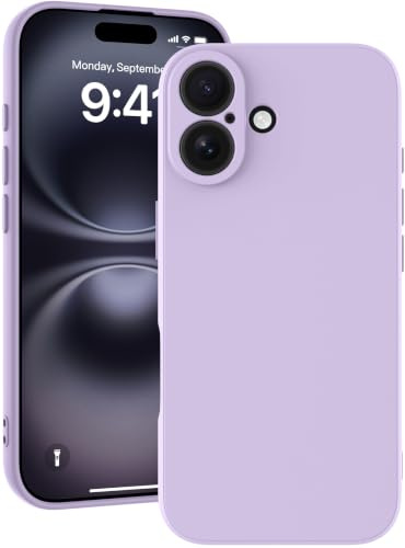 Qasyfanc Soft Silicone Case for iPhone 16, Purple | Shockproof, Dust-proof, Full Camera Protection, Slim Soft Edge Cover with Anti-Scratch Microfiber Lining