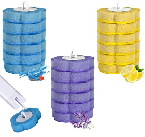 Rzspher Brosse WC jetable, avec 18 recharges de nettoyant, système de nettoyage des toilettes avec têtes de recharge jetables, kit de barre de WC murale (18 têtes de nettoyage de rechange)