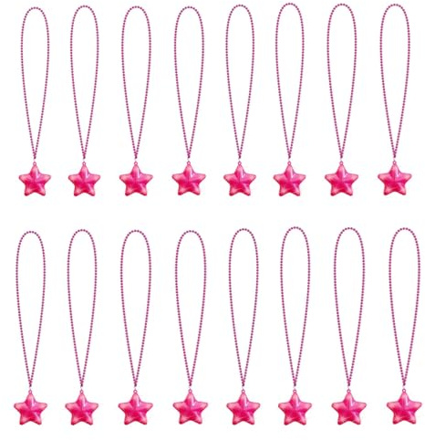 U-MOJOK Lot de 16 colliers lumineux roses en forme d'étoile clignotante pour mariage, anniversaire, Saint-Valentin, Mardi Gras, 4 juillet, Halloween, Noël