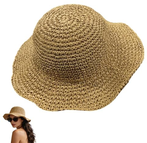 KxrTpx Straw Hat, Sun Hats for Women UK, Summer Outdoor Beach Hat with UV Protection, Foldable Design for Women Girls, Outdoor Travel and Summer Activities Green