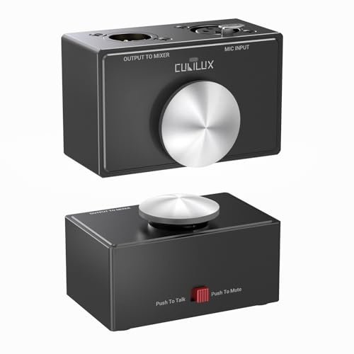 Cubilux XLR Mikrofon Mute Schalter mit PTT/PTM, LED und 48V | XLR Mute Switch: Push to Talk oder Push to Mute; LED benötigt Phantompower