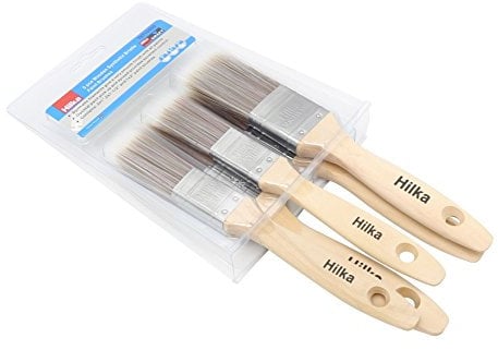 Hilka Tools 78710505 Wooden Synthetic Bristle Paint Brushes, Brown, Set of 5 Piece