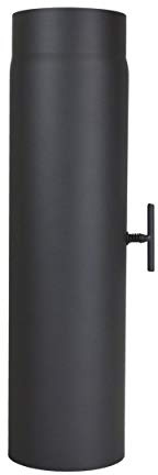 LANZZAS Ofenrohr 500 mm Verlängerung mit Drosselklappe - im Durchmesser Ø 150 mm - Farbe: gussgrau - Rauchrohr mit Klappe