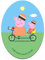 Aufnäher/Bügelbild - Peppa Wutz oval Fahrrad - bunt - 11 x 8 cm - by Entertainment One © Patch Aufbügler Applikationen zum aufbügeln Applikation Patches Flicken