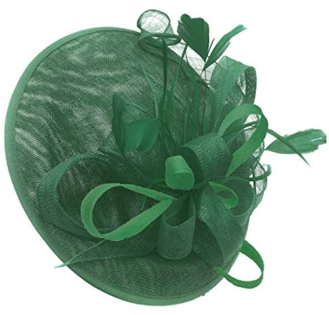 Caprilite Green and Jade Green Sinamay Big Disc Saucer Fascinator Hat for Women Weddings Headband
