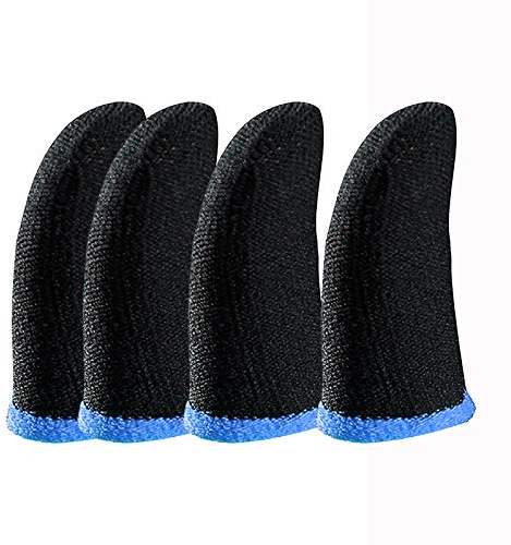 Lot de 2 paires de gants anti-transpiration pour manette de jeu avec écran tactile Noir/bleu
