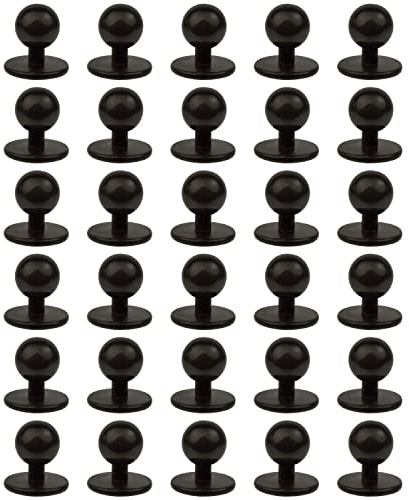 Rundknöpfe für Kochjacken, 30 Stück, in Schwarz, 19 x 12,5 x 18 mm groß, Kochknöpfe mit Ø 12,5 mm Kopfdurchmesser, Kugelknopf Kochjacke, Koch Knöpfe Jacke Küche, Kochjacken Knöpfe, Motivknöpfe Set