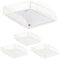 4 x stapelbare Dokumentenablage, für DIN A4, Gitter Design, Briefablage fürs Büro, Metall, B x T: 25 x 34 cm, weiß