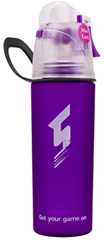Sports Water Bottle Drink Spray, BPA Free Quick Water Flow Opens with One Click with Leakproof Cup for Cycling Fitness Camping Hiking Outdoor(Purple L)