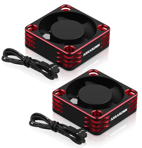 ARRAROWN 2Pack RC Car Motor Cooling Fan Heatsink 28000RPM Brushless ESC Cooling Fan for RC Car 1/8 1/10 540 550 Motor (Black+Red)