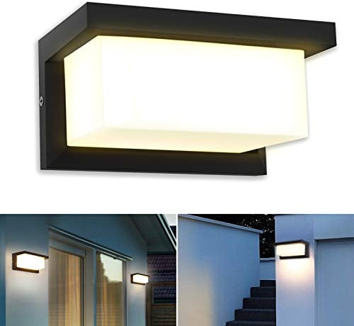 BENMA LED Wandleuchte, IP65 Wasserdichte 18W Warmweiß 3000K Aluminium Rechteck Außenwandleuchte Außenlampe für Garten Front Badezimmer Veranda Garage 260x125x125MM
