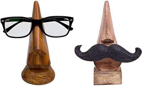 dg DESI GEN Hölzerne dekorative Nase geformte Sonnenbrille/Brillen Halter Display Ständer (Nase & Schnurrbart)