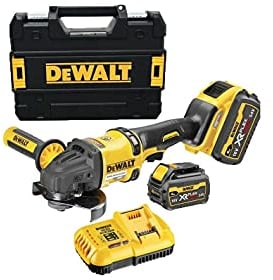 Mini-Amoladora sin escobillas XR FLEXVOLT 54V 125mm con 2 baterías 54V/18V Li-Ion 6Ah Electrónica, Arranque Suave, Freno, Embrague y maletín TSTAK II