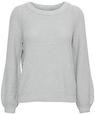 ICHI - IHNOELLE LS - Pullover - 20116750, Größe:XXL, Farbe:Light Grey Melange (200317)