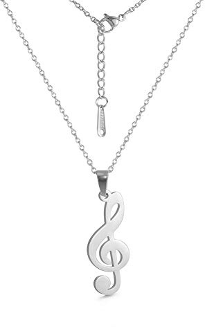 kkjoy Halskette mit Musikinstrumenten-Anhänger aus Edelstahl für Damen und Herren, Musikliebhaber