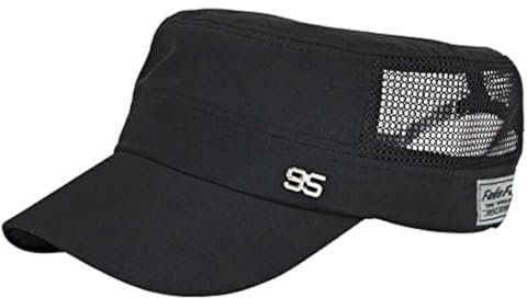TINAYAUE Sonnenhut Sommerhut für Herren Vintage Armee Mesh Flat-Top Outdoor Baseballmütze Schnelltrocknend Hüte Verstellerbar Mesh Cap für Erwachsene Sommer Frühling