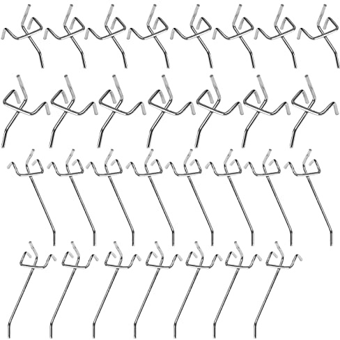 Lochwandhaken Lochwand Zubehör Haken Einfachhaken für Werkzeugwand Haken Pegboard Hooks, 30 Pcs Rostfreier Stahl Stecktafel Haken für Display Board