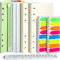 FANDAMEI A6 Papier Blanko Nachfüllpapiere Set, 6 Löcher Personal Nachfüllbare Notizpapier 90 Blätter, 7 Stk. Trennblätter A6, 320 Stk. Haftnotizen, 15 CM Lineal A6, 1 Stk. Umschlägbeutel
